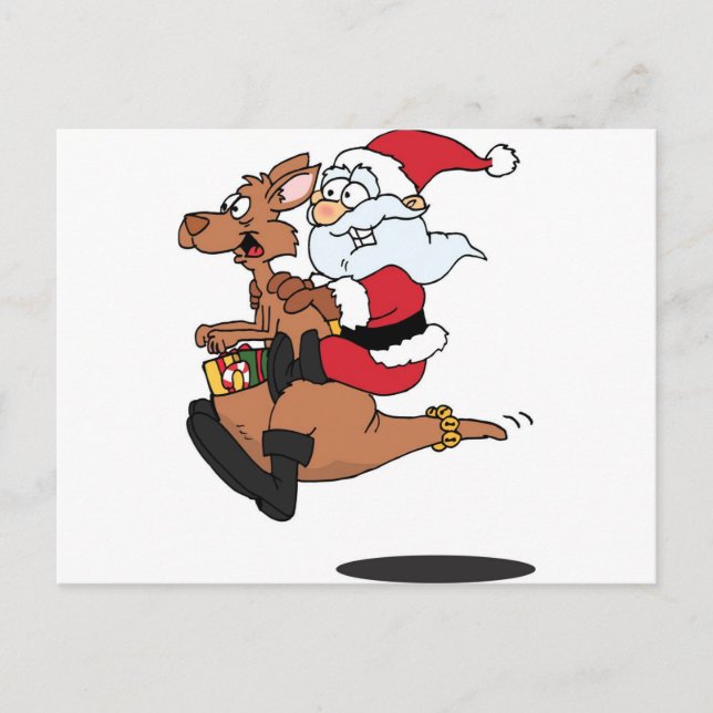 Australian Santa riding a Christmas kangaroo Holiday Postcard (Front)