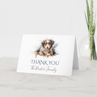 Australian Shephard Watercolor Thank You Card