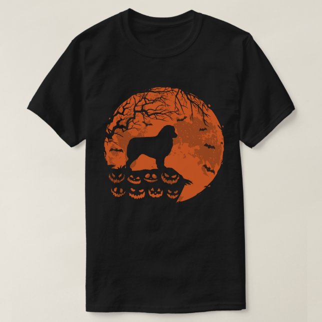 Australian Shephe And Moon Halloween Dog Lover T-Shirt (Design Front)