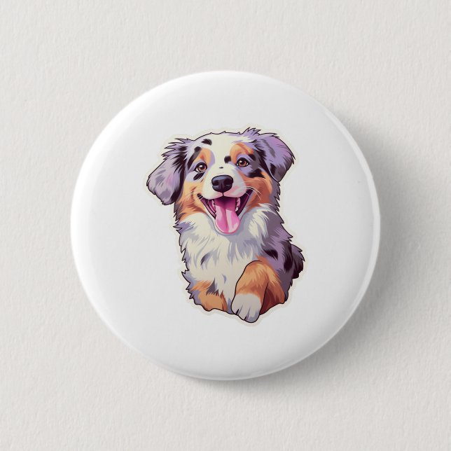 Australian Shepherd    2 Inch Round Button (Front)