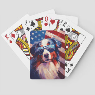 Australian Shepherd 4th of July Independence day Playing Cards