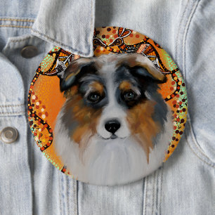 AUSTRALIAN SHEPHERD 6 INCH ROUND BUTTON