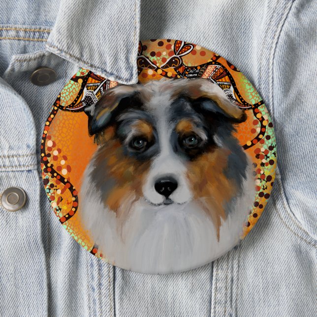 AUSTRALIAN SHEPHERD 6 INCH ROUND BUTTON (In Situ)