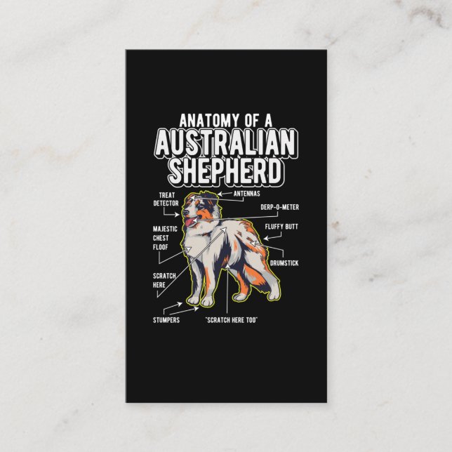 Australian Shepherd Anatomy Funny Dog Business Card (Front)