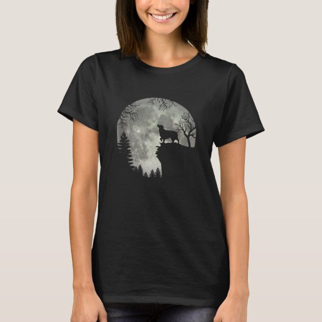 Australian Shepherd And Moon Halloween T-Shirt (Front)