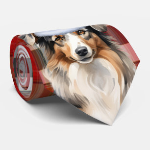 Australian Shepherd and Plaid Christmas Dog Lover Tie
