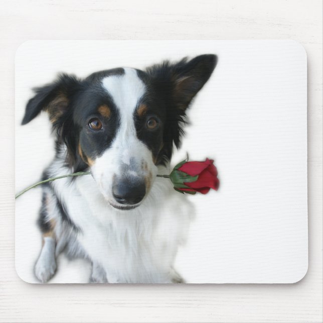 Australian Shepherd and Rose Mousepad (Front)