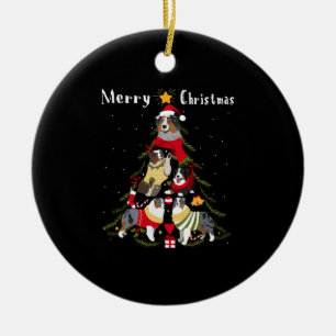 Australian Shepherd Aussie Christmas Tree Xmas Dog Ceramic Ornament
