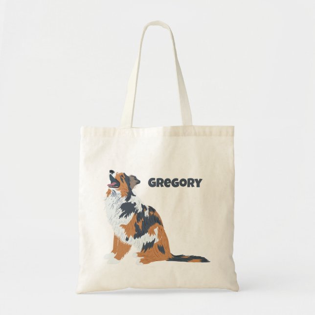 Australian Shepherd Aussie Dog Barking Tote Bag (Front)