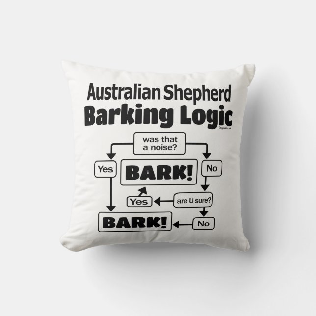 Australian Shepherd Barking Logic Throw Pillow (Front)