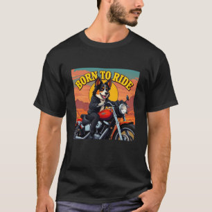 Australian Shepherd Biker Born To Ride T-Shirt