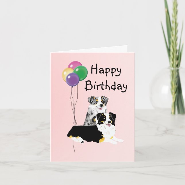 Australian Shepherd Birthday Card (Front)