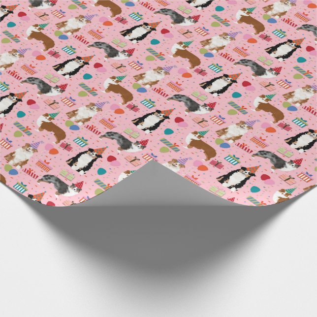 Australian Shepherd birthday gift wrap (Corner)