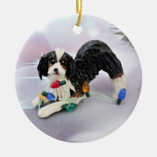 Australian Shepherd Black and Tan Tricolor Ceramic Ornament