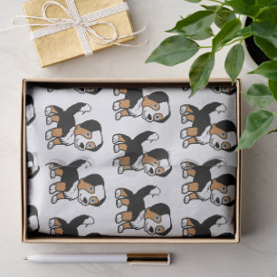 Australian Shepherd Black Tri Cartoon With Tail Tissue Paper