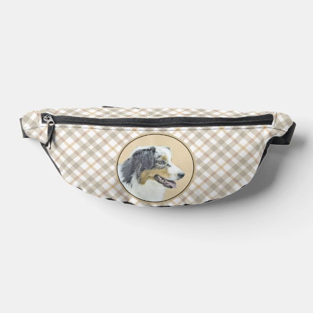 Australian Shepherd Black Tri Painting Dog Art Fanny Pack (Lay Down)