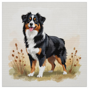 Australian Shepherd Black Tricolor Aussie Dog Fabric