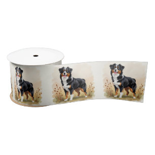 Australian Shepherd Black Tricolor Aussie Dog Satin Ribbon