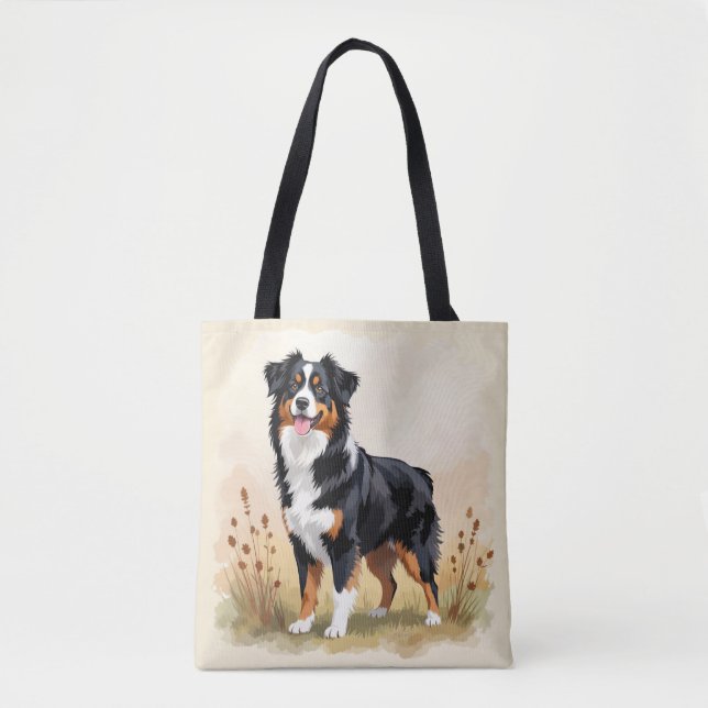Australian Shepherd Black Tricolor Aussie Dog Tote Bag (Front)