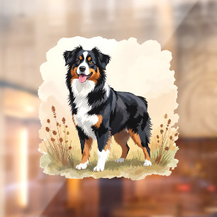 Australian Shepherd Black Tricolor Aussie Dog Window Cling