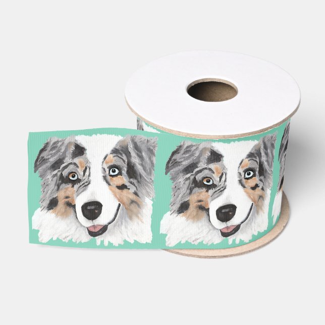 Australian Shepherd Blue Merle Dog Grosgrain Grosgrain Ribbon (Spool)