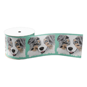 Australian Shepherd Blue Merle Dog Grosgrain Ribbon