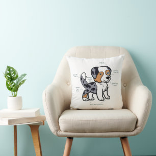 Australian Shepherd Blue Merle Funny Anatomy Throw Pillow