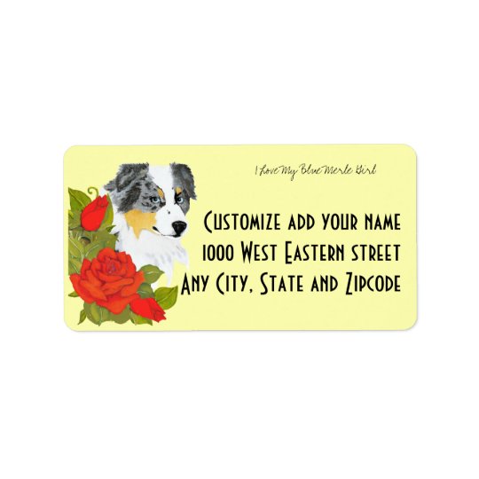 Australian Shepherd Blue Merle Girl Address Label