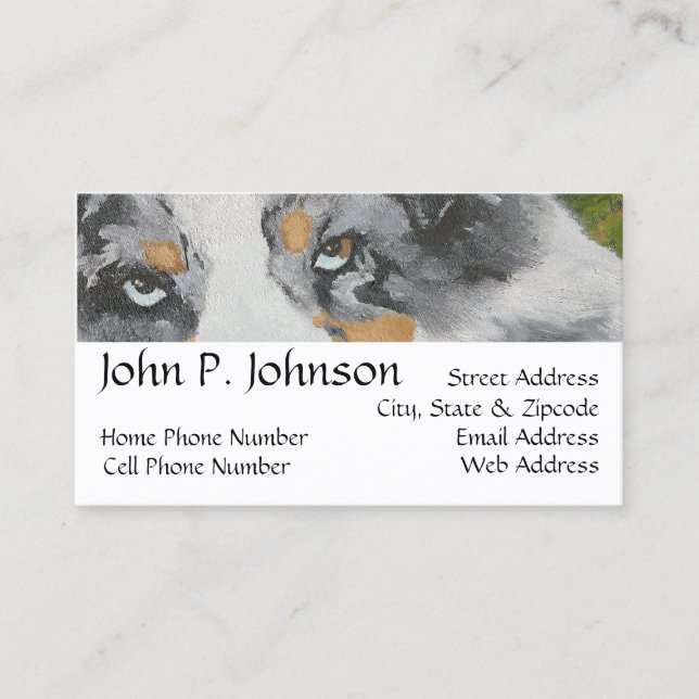 Australian Shepherd ~ Blue Merle Portrait Business Card (Front)