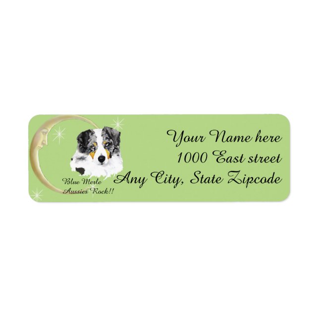 Australian Shepherd Blue Merle Retour Addy Étiquet (Devant)