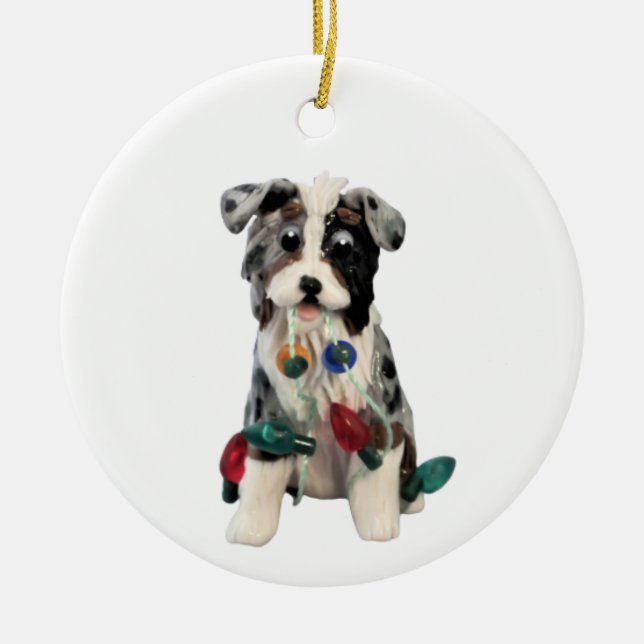 Australian Shepherd Blue Merle Tricolor Ceramic  Ceramic Ornament (Front)