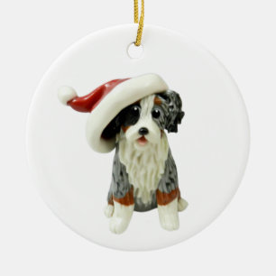 Australian Shepherd Blue Merle Tricolor Ceramic  Ornament
