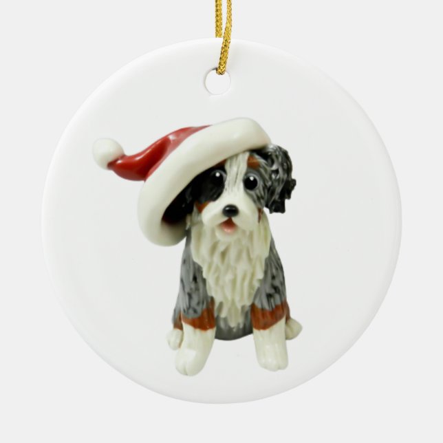 Australian Shepherd Blue Merle Tricolor Ceramic  Ornament (Front)