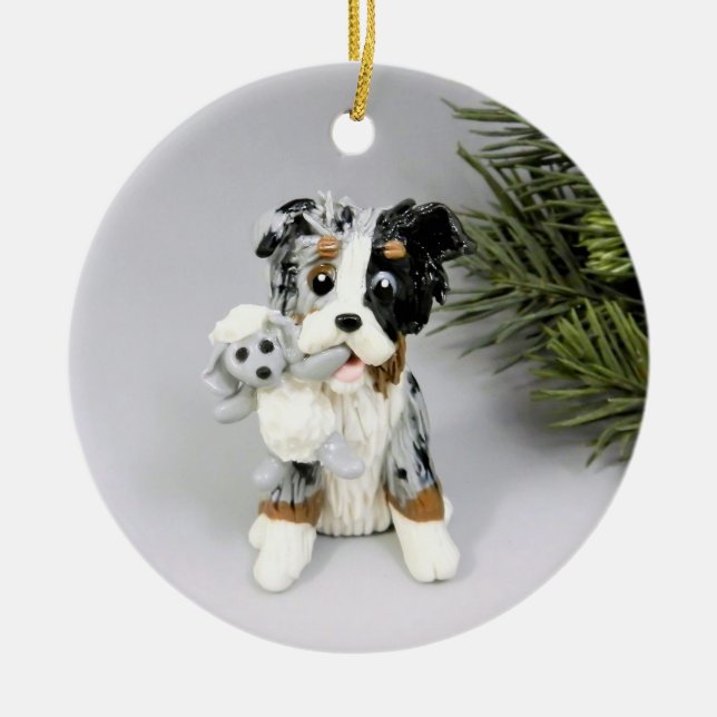 Australian Shepherd Blue Merle Tricolor Ornament (Front)