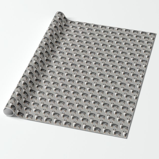 Australian Shepherd Blue Merle Wrapping Paper (Unrolled)