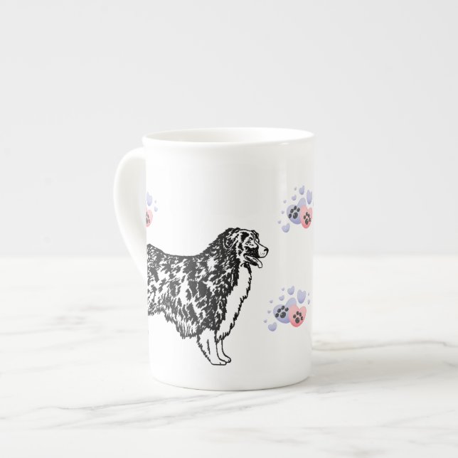Australian Shepherd Bone China Mug (Front Left)