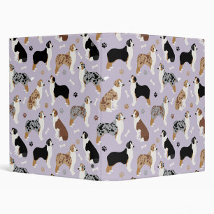 Australian Shepherd Bones and Paws 3 Ring Binder