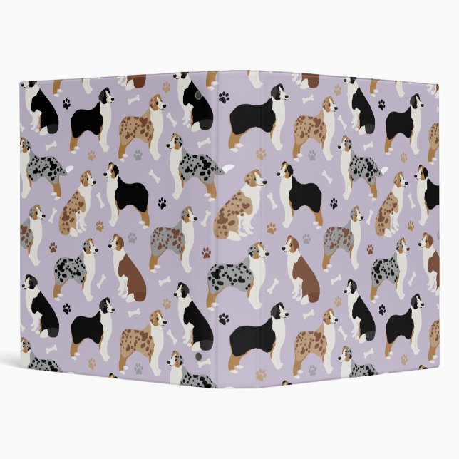 Australian Shepherd Bones and Paws 3 Ring Binder (Background)