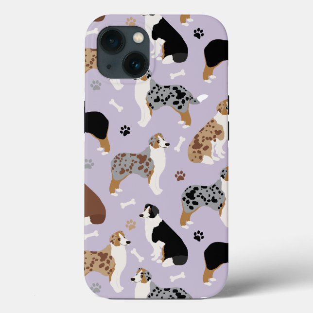 Australian Shepherd Bones and Paws Case-Mate iPhone Case (Back)