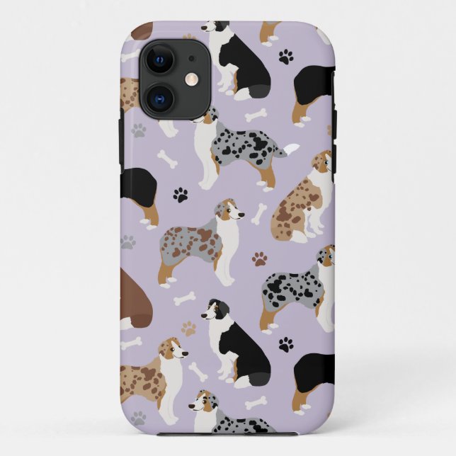 Australian Shepherd Bones and Paws Case-Mate iPhone Case (Back)
