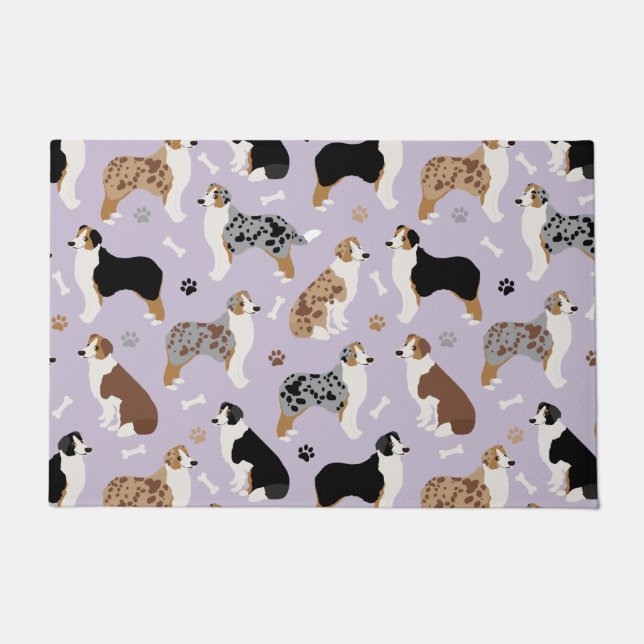 Australian Shepherd Bones and Paws Doormat (Front)