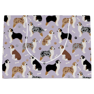 Australian Shepherd Bones and Paws Large Gift Bag