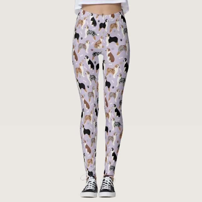 Australian Shepherd Bones and Paws Leggings (Front)