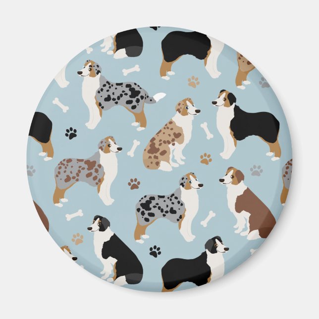 Australian Shepherd Bones and Paws Magnet (Front)