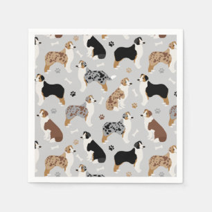 Australian Shepherd Bones and Paws Napkin