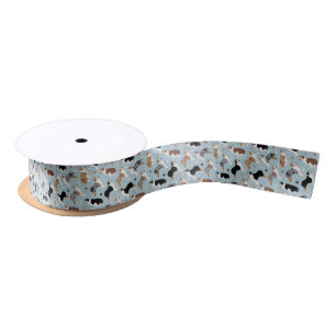 Australian Shepherd Bones and Paws Satin Ribbon