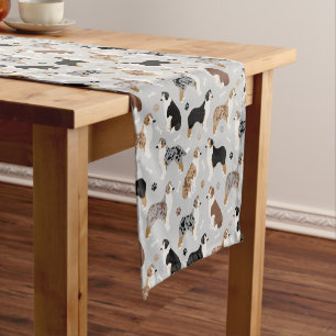 Australian Shepherd Bones and Paws Short Table Runner