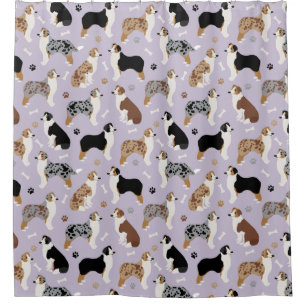 Australian Shepherd Bones and Paws Shower Curtain