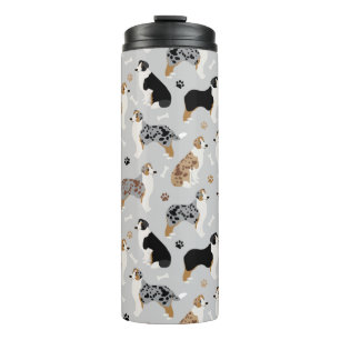 Australian Shepherd Bones and Paws Thermal Tumbler