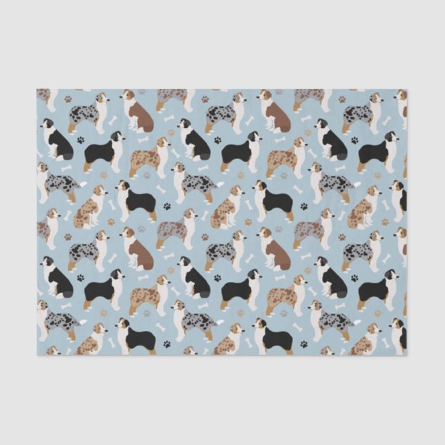 Australian Shepherd Bones and Paws Tissue Paper (Front)